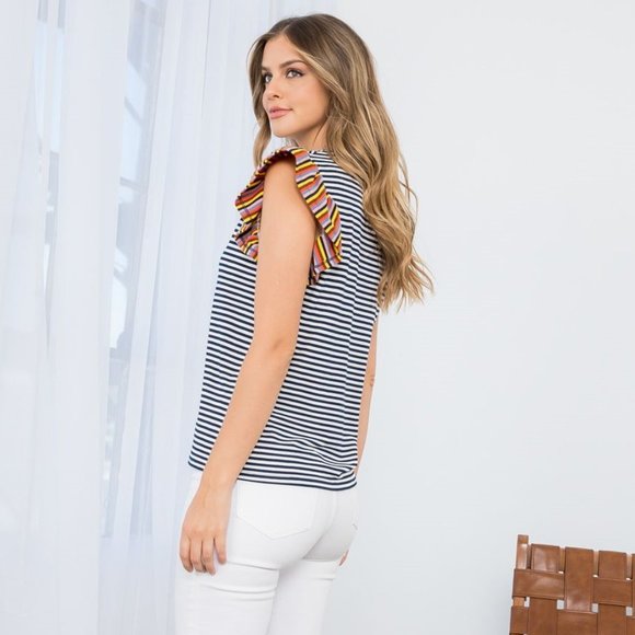 THML Flutter Sleeve Stripe Shirt - Picture 5 of 10